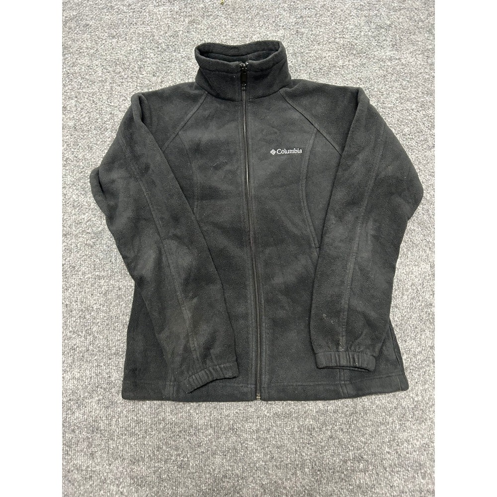 Columbia Fleece Jacket Womens Size M Black Full Zip Mock Neck Outdoor Classic